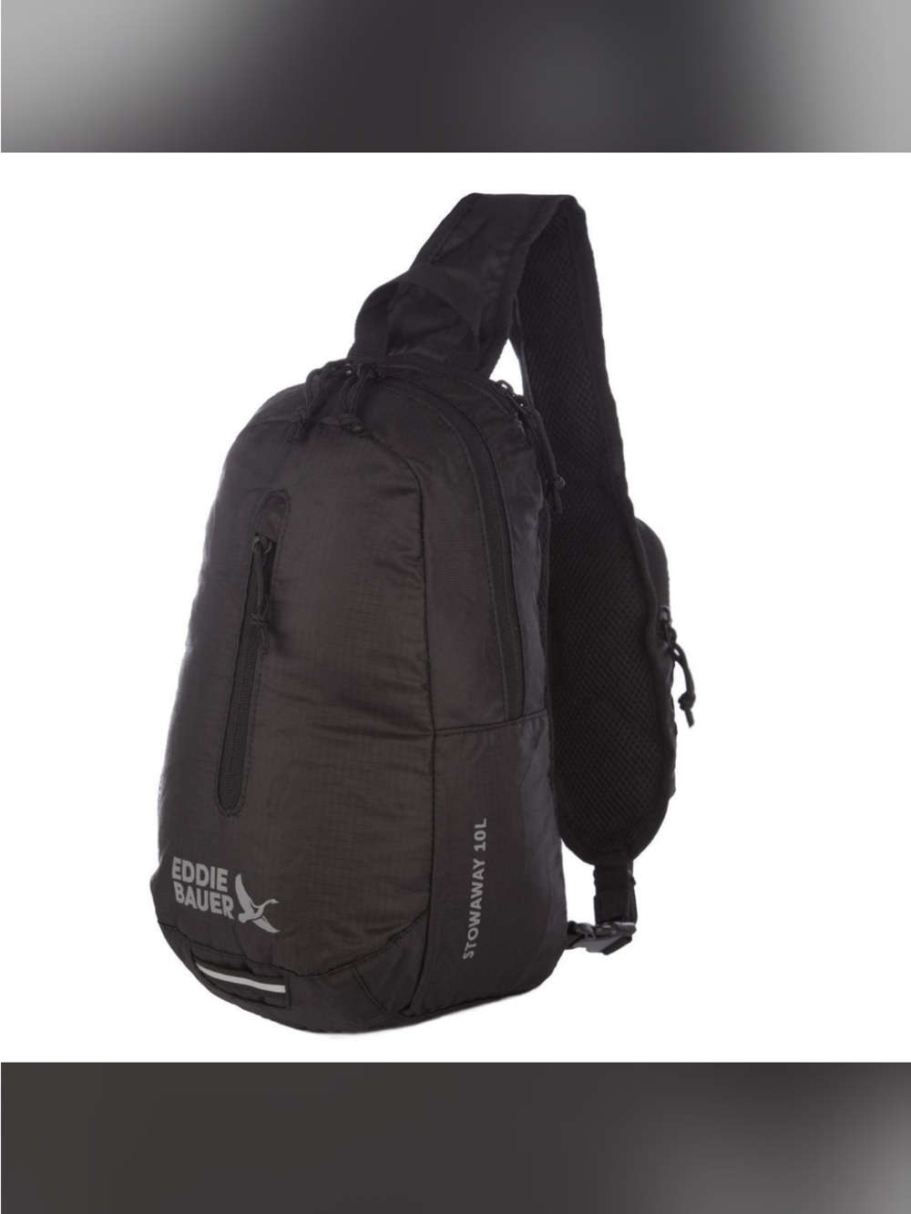 669 Eddie Bauer Black Stowaway Sling Pack
